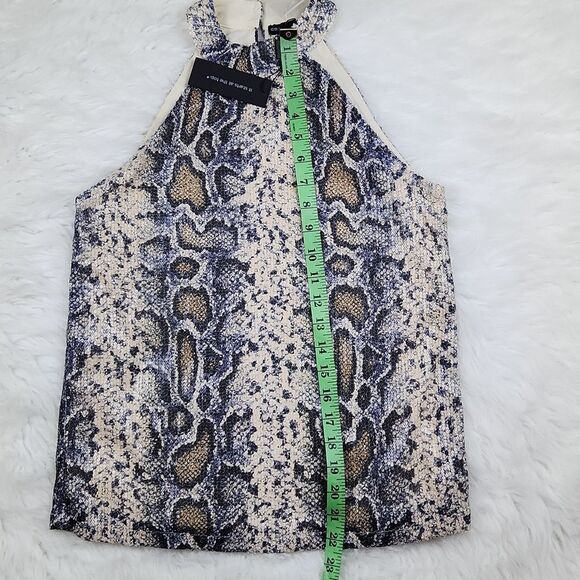 Cable & Gauge -208 Snakeskin‎ Print Halter Neck Tank Top Grey Cream NWT XS - Picture 10 of 10